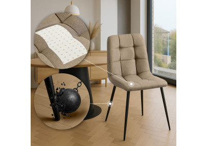 Ensemble de 4 chaises de salle à manger Antibes, tissu taupe