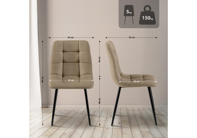 Ensemble de 4 chaises de salle à manger Antibes, tissu taupe