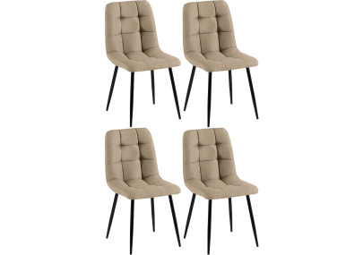 Ensemble de 4 chaises de salle à manger Antibes, tissu taupe