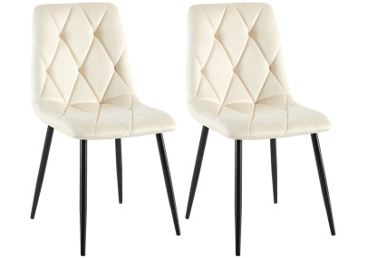 Ensemble de 2 chaises de salle à manger Clairton en velours crème