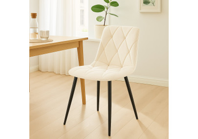 Ensemble de 2 chaises de salle à manger Clairton en velours crème