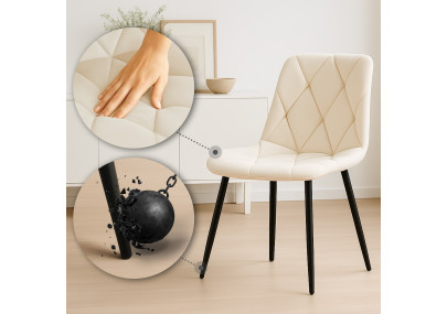 Ensemble de 2 chaises de salle à manger Clairton en velours crème