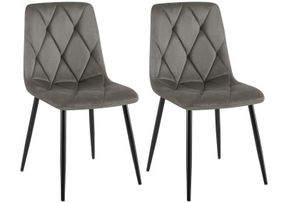Ensemble de 2 chaises de salle à manger Clairton en velours anthracite