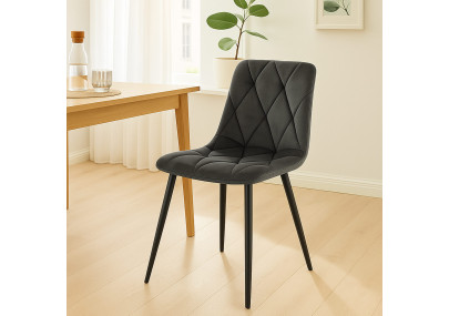 Ensemble de 2 chaises de salle à manger Clairton en velours anthracite