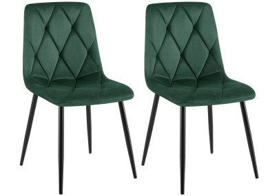 Ensemble de 2 chaises de salle à manger Clairton en velours vert