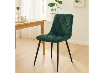Ensemble de 2 chaises de salle à manger Clairton en velours vert