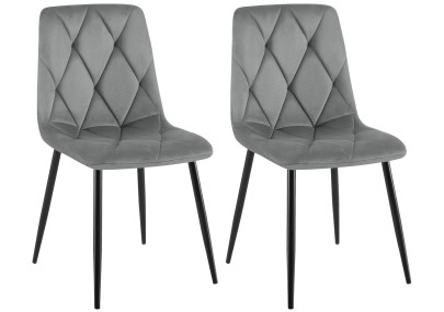 Ensemble de 2 chaises de salle à manger Clairton en velours gris foncé
