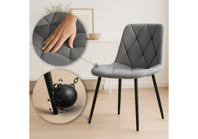 Ensemble de 2 chaises de salle à manger Clairton en velours gris foncé