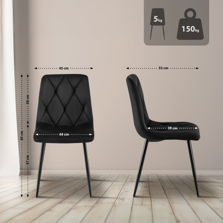 Ensemble de 2 chaises de salle à manger Clairton en velours noir