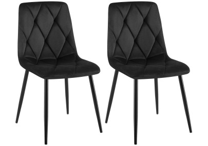 Ensemble de 2 chaises de salle à manger Clairton en velours noir