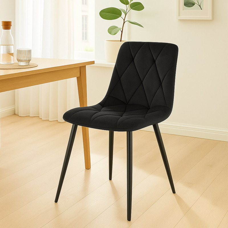 Ensemble de 2 chaises de salle à manger Clairton en velours noir