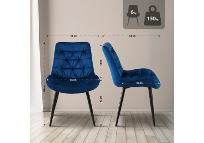 Ensemble de 2 chaises de salle à manger Rossford, bleu foncé