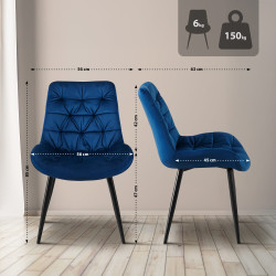 Ensemble de 2 chaises de salle à manger Rossford, bleu foncé