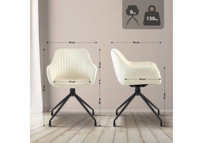 Ensemble de 2 chaises de salle à manger Welby en velours crème