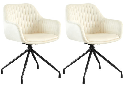 Ensemble de 2 chaises de salle à manger Welby en velours crème