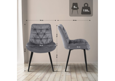 Ensemble de 2 chaises de salle à manger Rossford, gris foncé