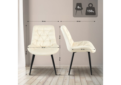 Ensemble de 2 chaises de salle à manger Rossford, couleur crème