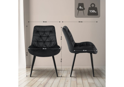 Ensemble de 2 chaises de salle à manger Rossford, noires