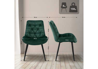 Ensemble de 2 chaises de salle à manger Rossford, vertes