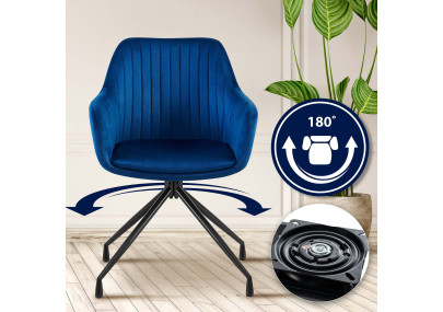 Ensemble de 2 chaises de salle à manger Welby en velours bleu foncé