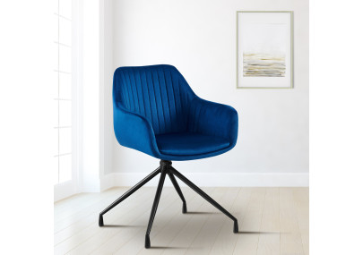 Ensemble de 2 chaises de salle à manger Welby en velours bleu foncé