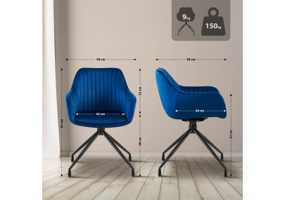 Ensemble de 2 chaises de salle à manger Welby en velours bleu foncé