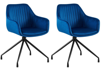 Ensemble de 2 chaises de salle à manger Welby en velours bleu foncé