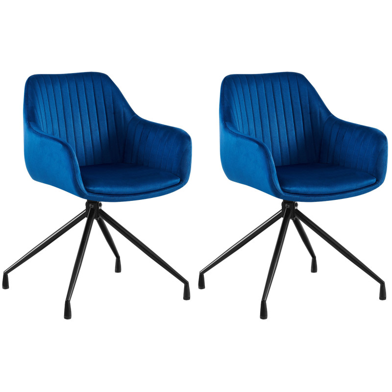 Ensemble de 2 chaises de salle à manger Welby en velours bleu foncé