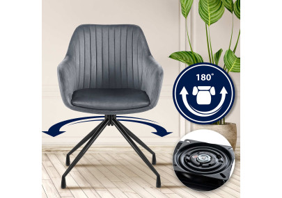 Ensemble de 2 chaises de salle à manger Welby en velours gris foncé