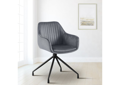 Ensemble de 2 chaises de salle à manger Welby en velours gris foncé