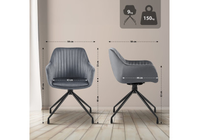 Ensemble de 2 chaises de salle à manger Welby en velours gris foncé