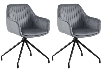 Ensemble de 2 chaises de salle à manger Welby en velours gris foncé