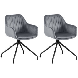 Ensemble de 2 chaises de salle à manger Welby en velours gris foncé
