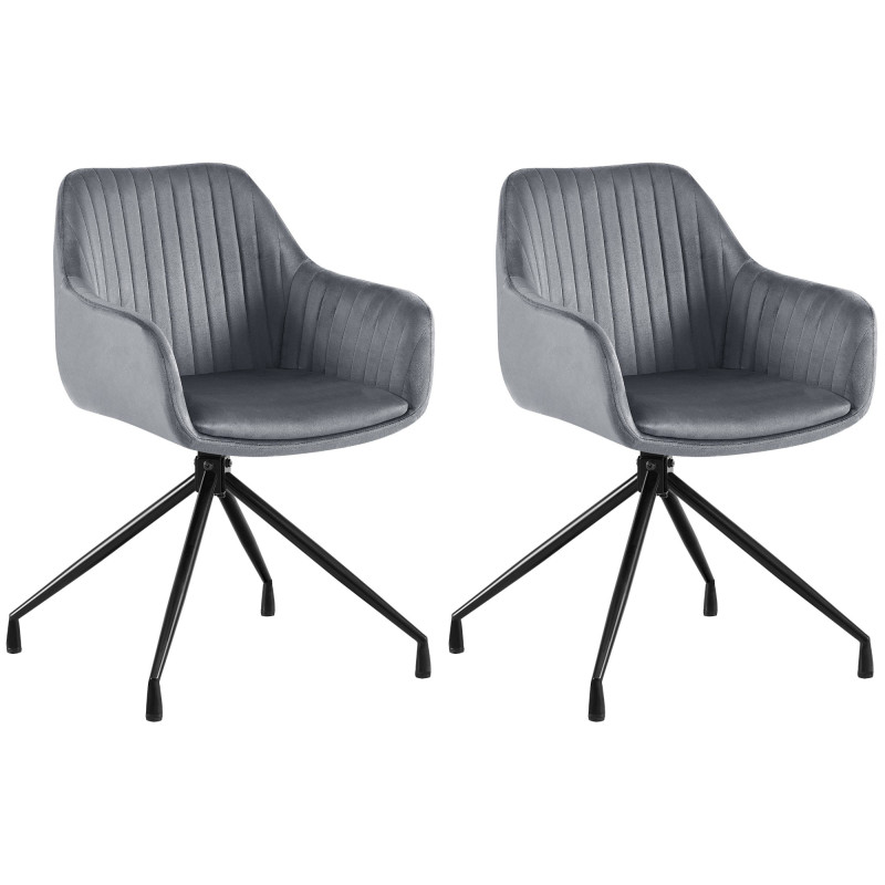 Ensemble de 2 chaises de salle à manger Welby en velours gris foncé