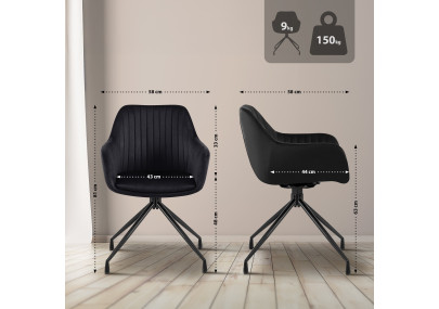 Ensemble de 2 chaises de salle à manger Welby en velours noir