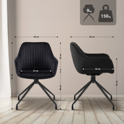 Ensemble de 2 chaises de salle à manger Welby en velours noir