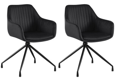 Ensemble de 2 chaises de salle à manger Welby en velours noir