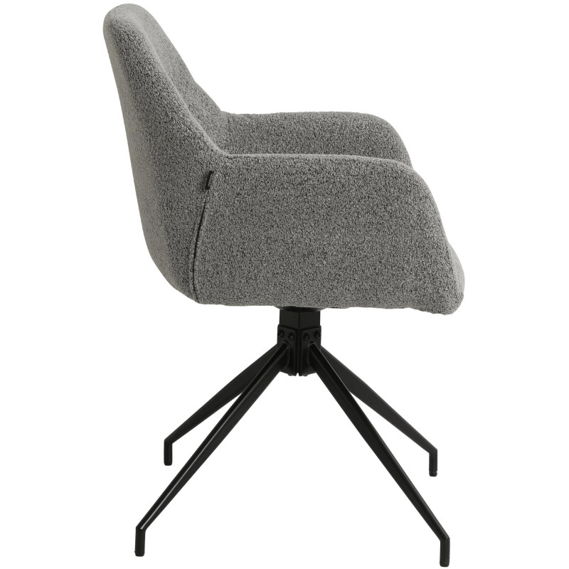 Chaise de salle à manger Merlinda, tissu Teddy, gris