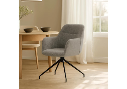 Chaise de salle à manger Merlinda, tissu Teddy, gris