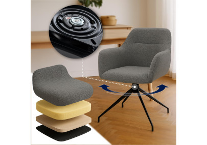 Chaise de salle à manger Merlinda, tissu Teddy, gris