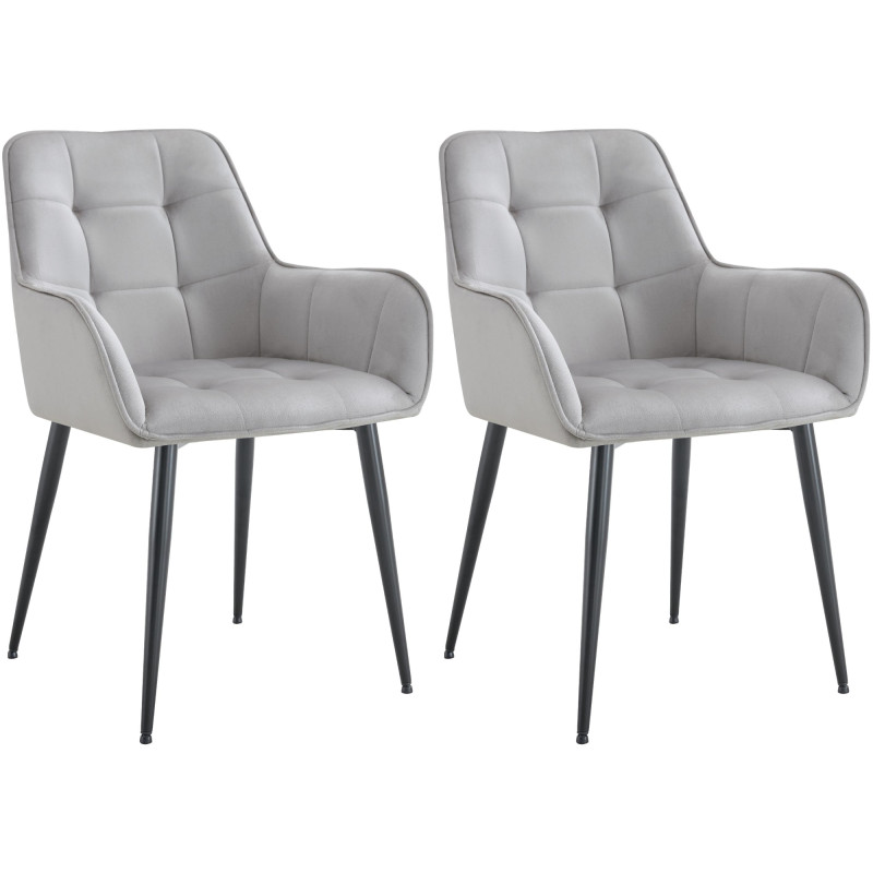 Ensemble de 2 chaises de salle à manger Ferndale en velours gris clair