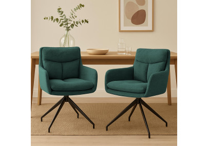 Ensemble de 2 chaises de salle à manger Somers en tissu vert