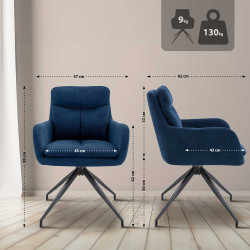 Ensemble de 2 chaises de salle à manger Somers en tissu bleu