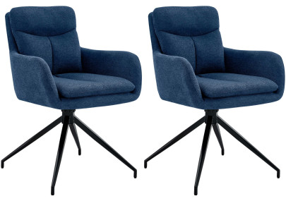 Ensemble de 2 chaises de salle à manger Somers en tissu bleu