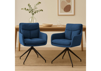 Ensemble de 2 chaises de salle à manger Somers en tissu bleu