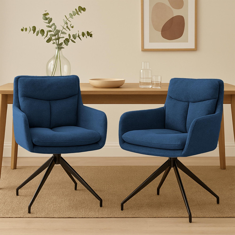 Ensemble de 2 chaises de salle à manger Somers en tissu bleu