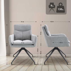 Ensemble de 2 chaises de salle à manger Somers en tissu gris clair