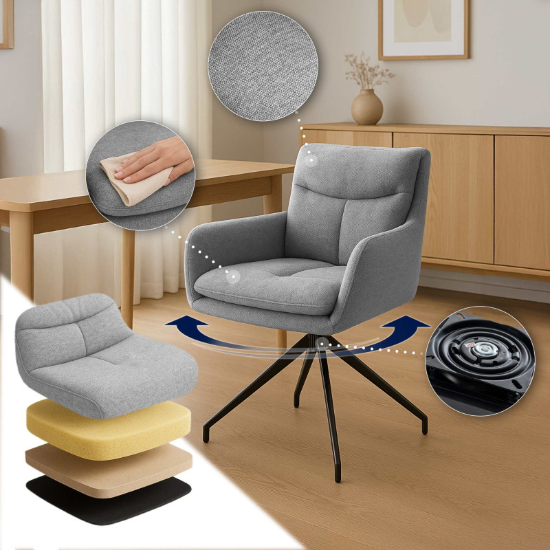 Ensemble de 2 chaises de salle à manger Somers en tissu gris clair