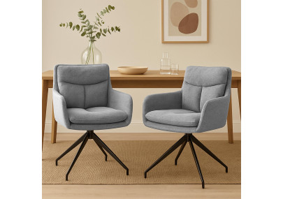 Ensemble de 2 chaises de salle à manger Somers en tissu gris clair