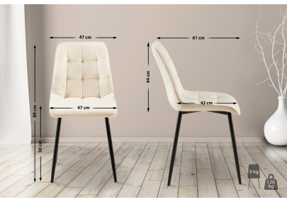 Ensemble de 2 chaises de salle à manger Gifford en velours crème